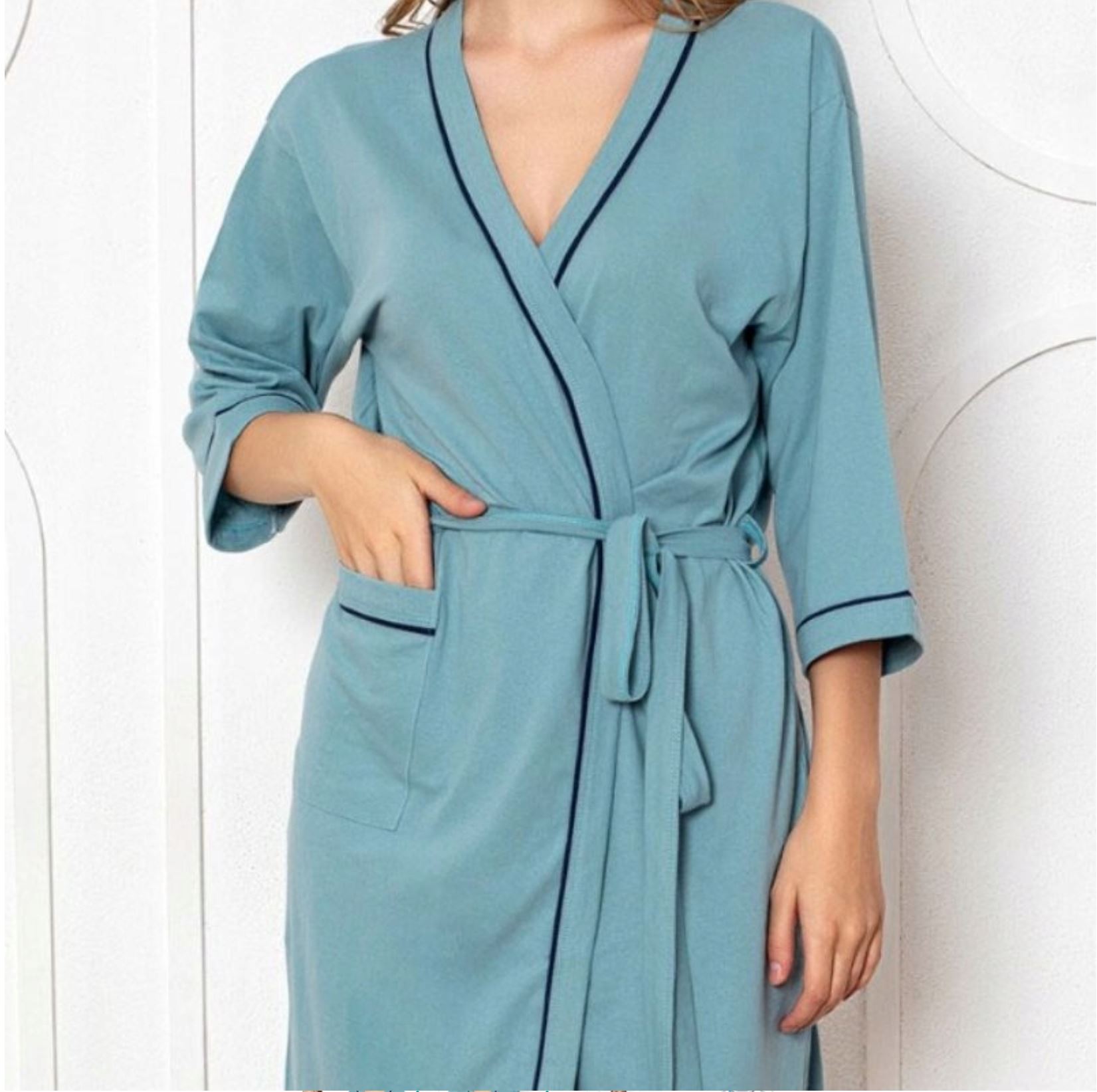 Maternity Nursing Gown Aqua - Image 2