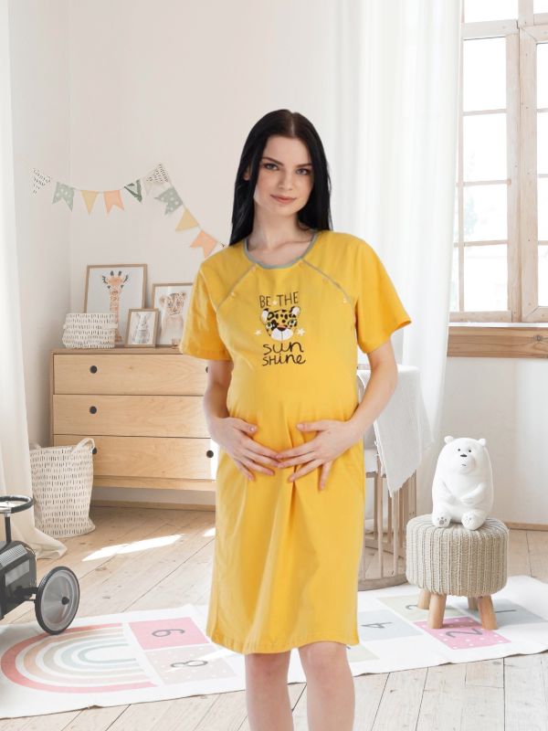 Maternity Nursing Nightdress Yellow