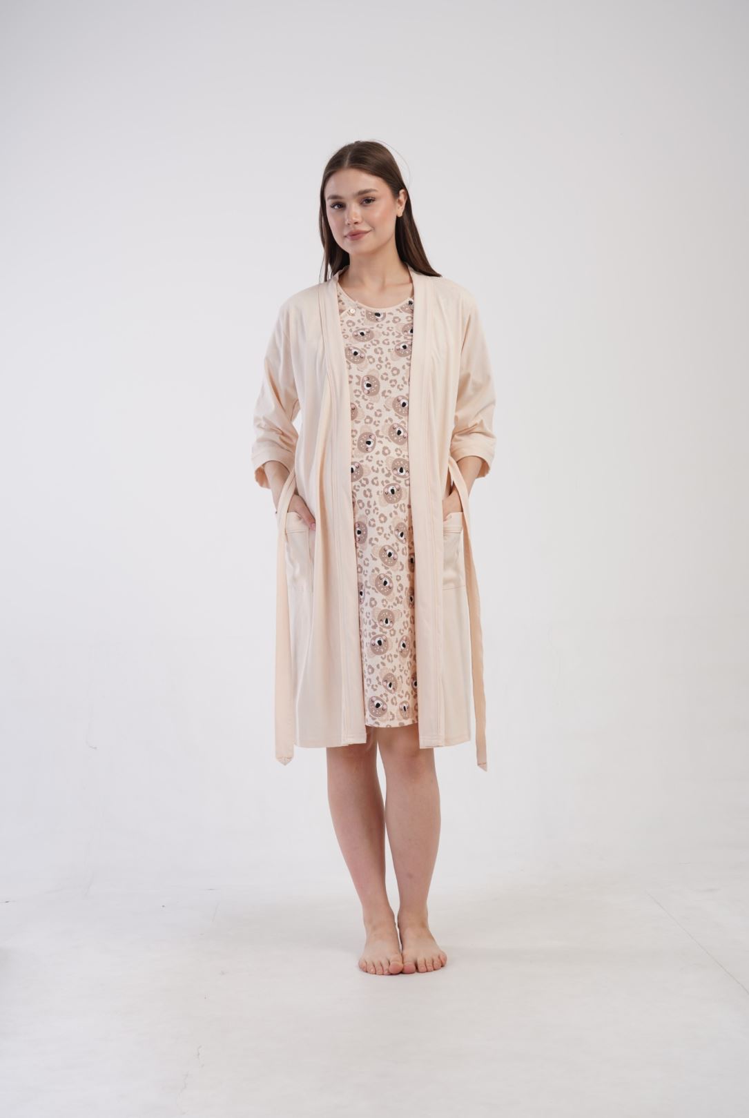 Maternity Nursing Nightdress and Gown Set - Image 2