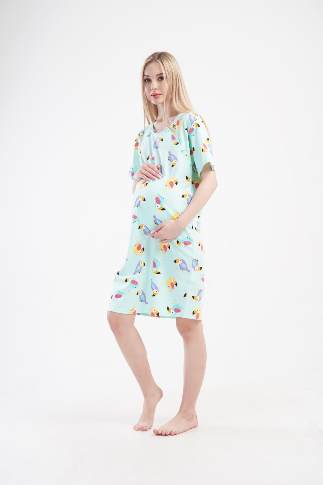 Maternity Nursing Nightdress and Gown Set Blue - Image 4