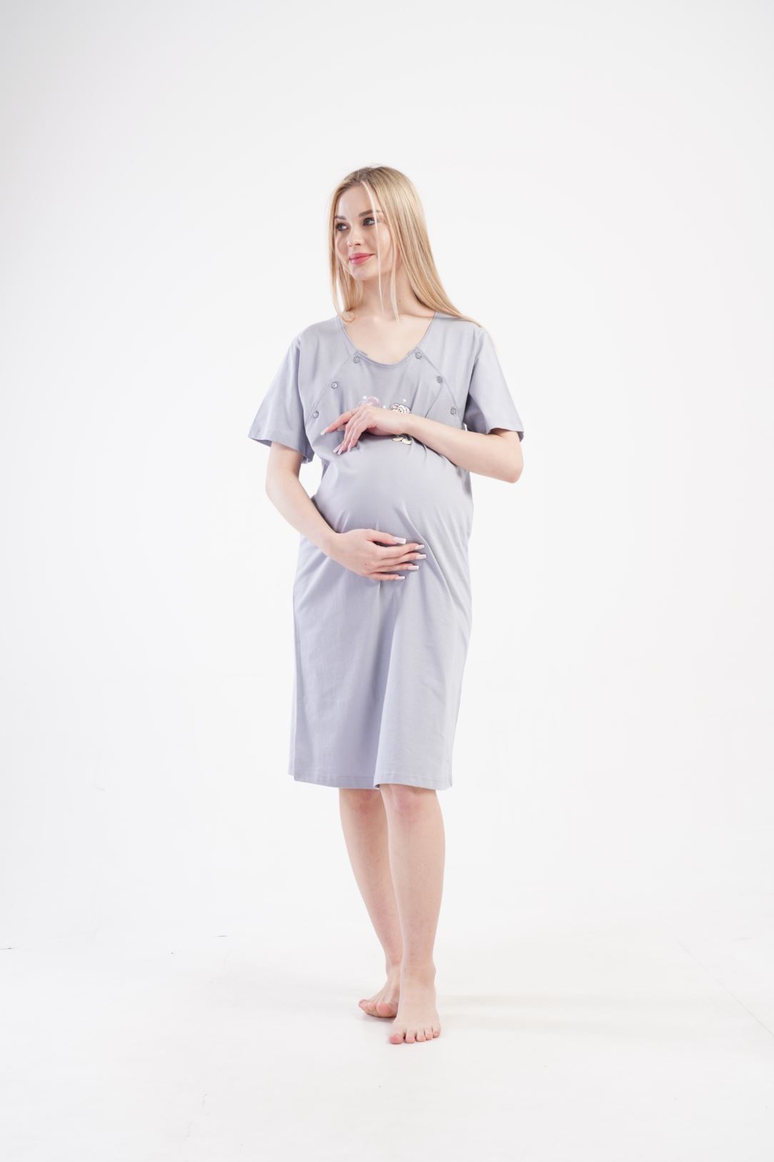 Maternity Nursing Nightdress Grey - Image 7
