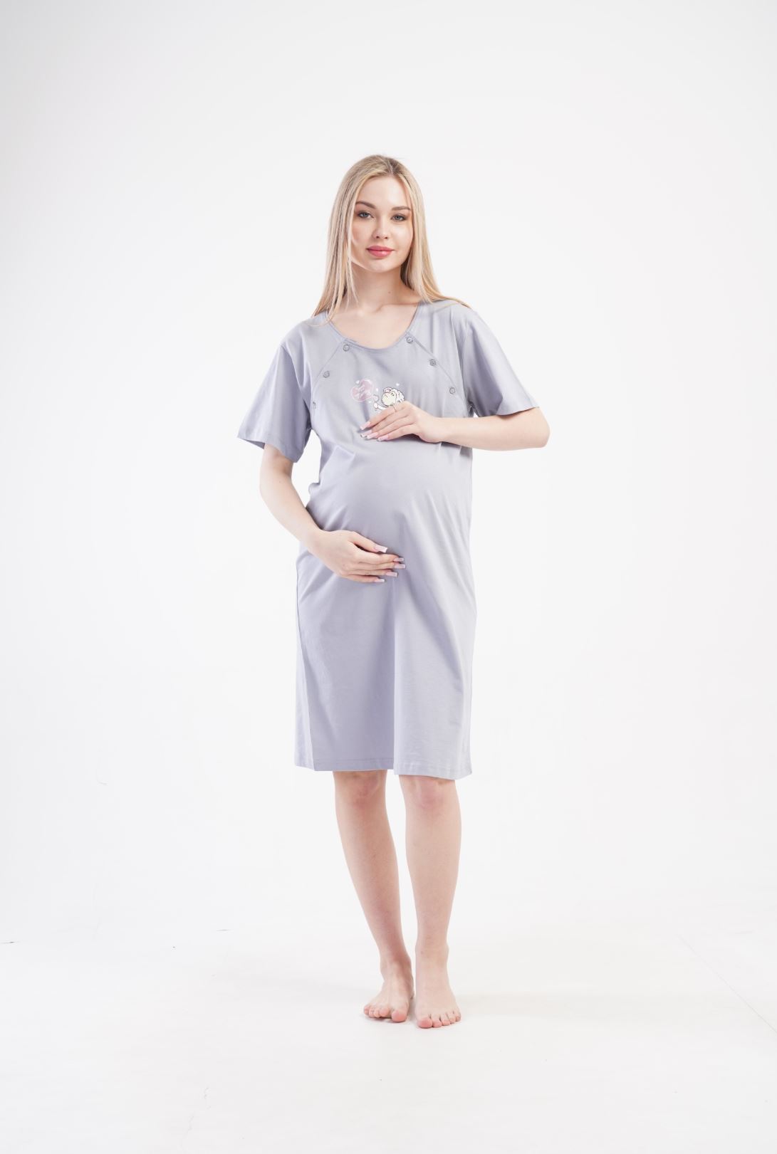 Maternity Nursing Nightdress Grey - Image 3