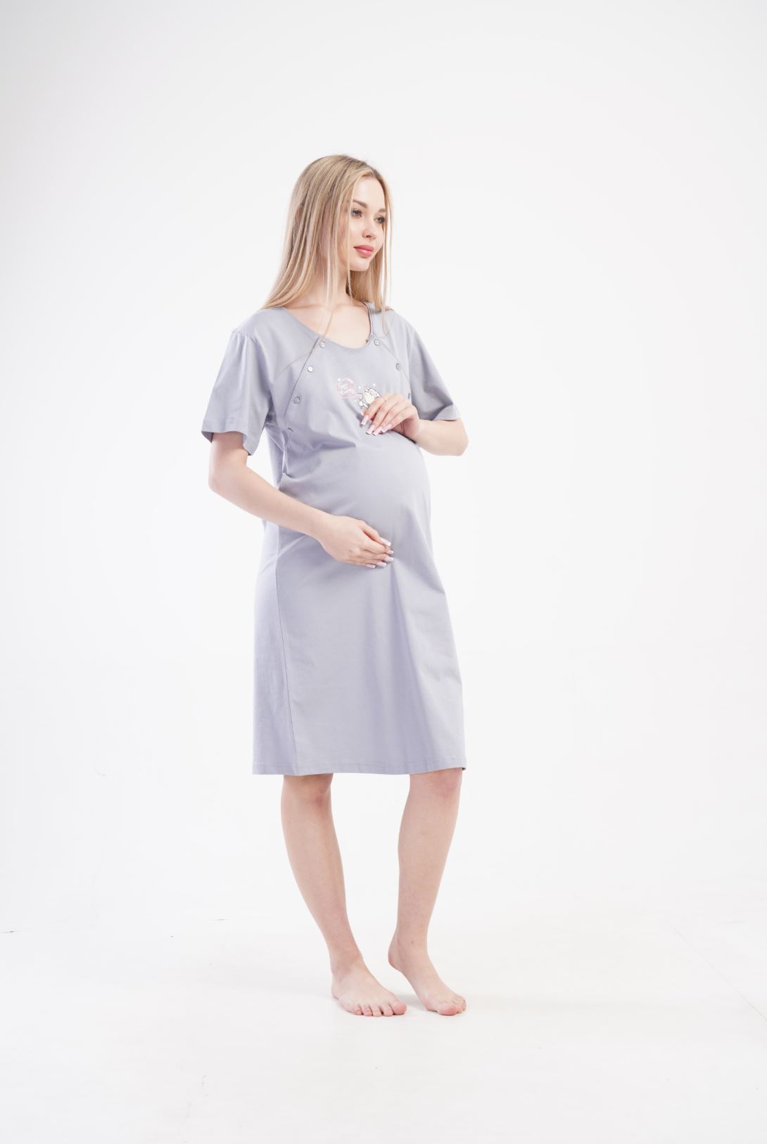 Maternity Nursing Nightdress Grey - Image 2