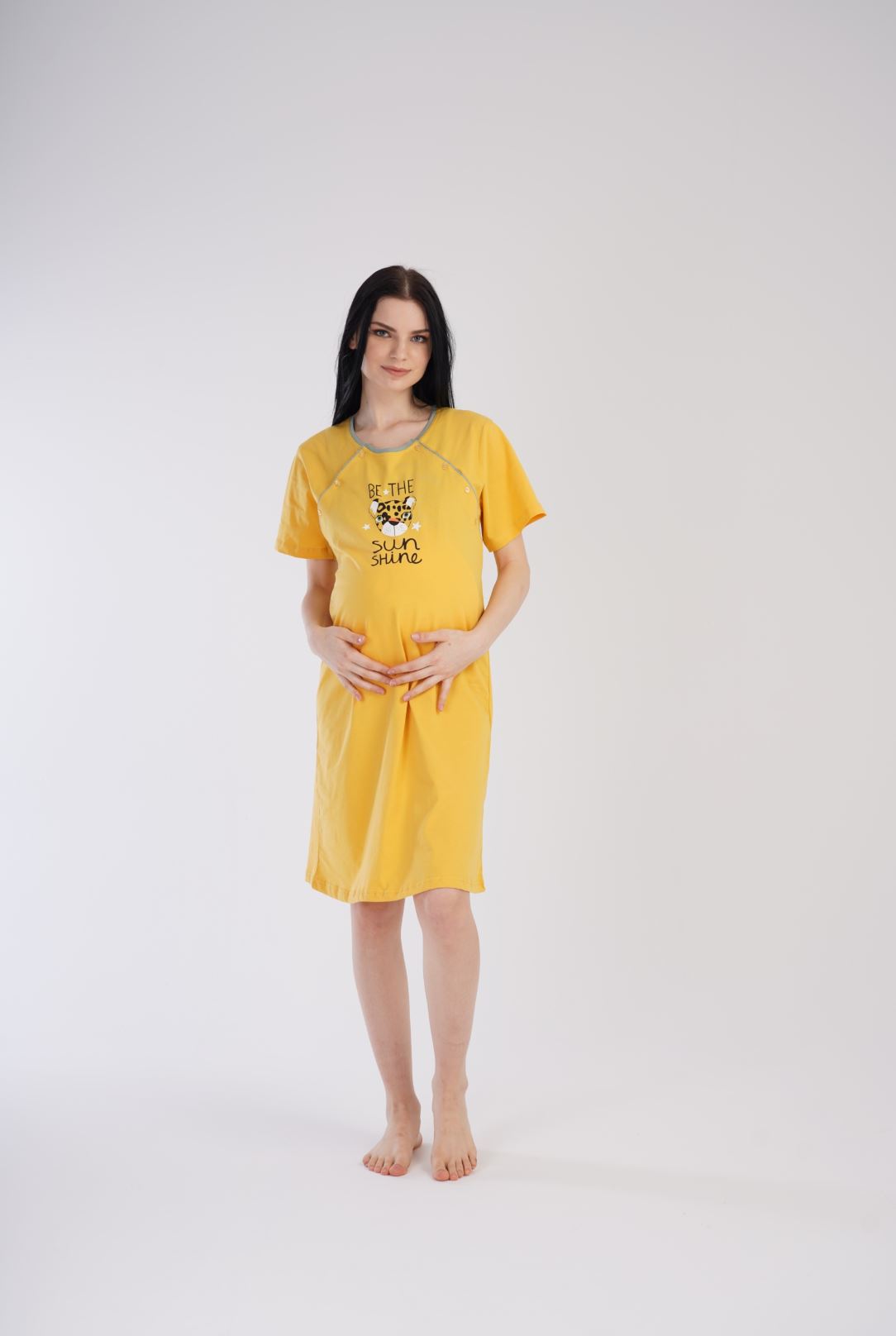 Maternity Nursing Nightdress Yellow - Image 2