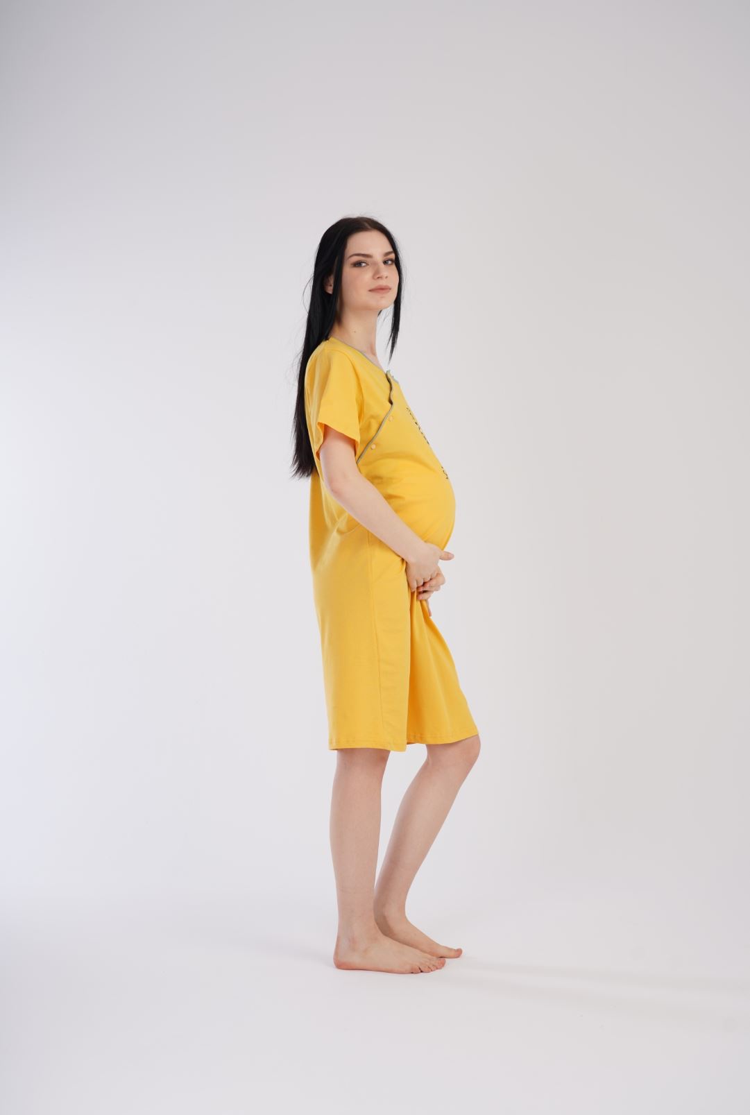 Maternity Nursing Nightdress Yellow - Image 5