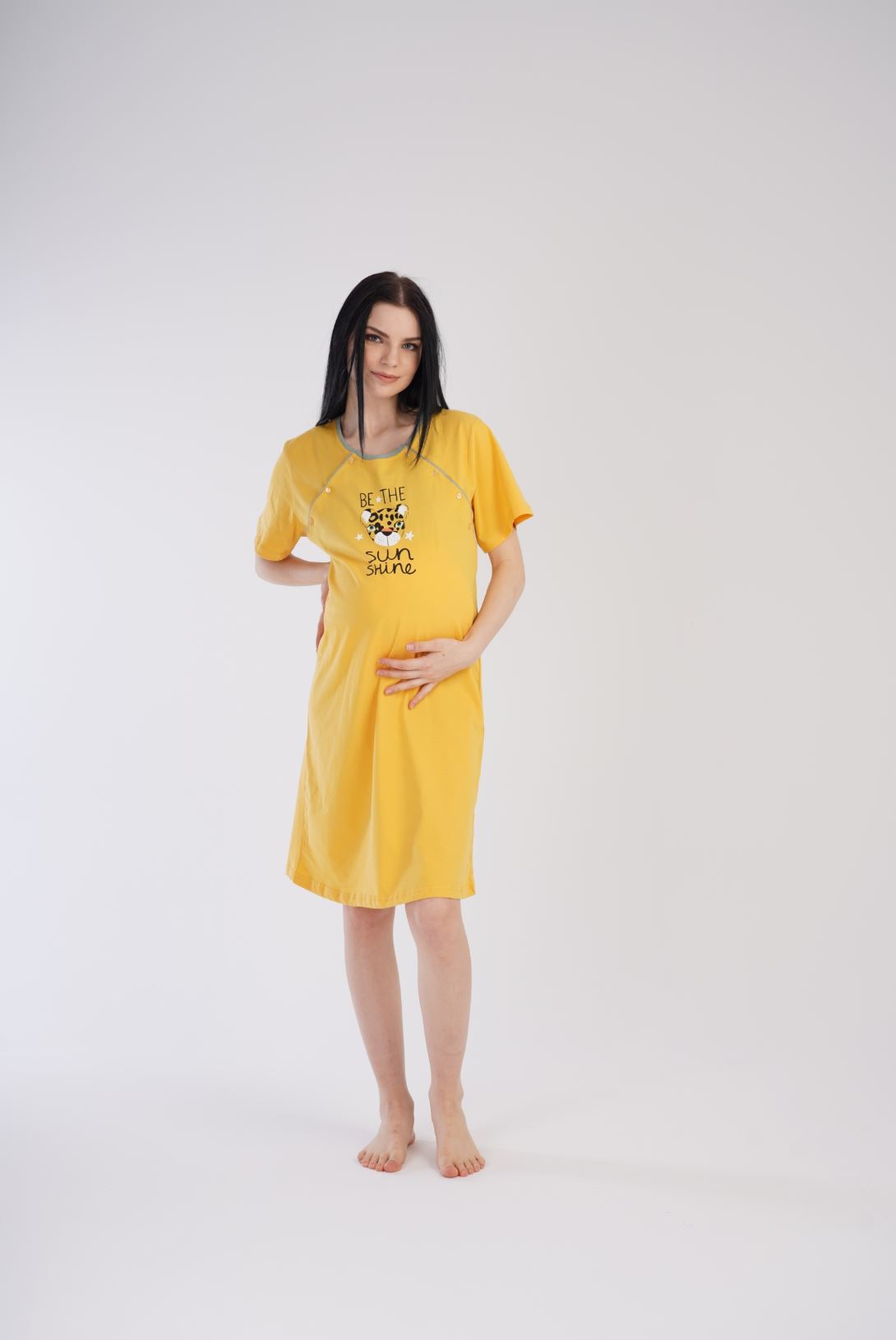 Maternity Nursing Nightdress Yellow - Image 6